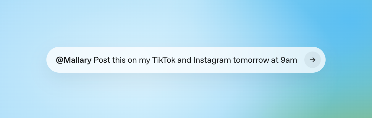 ChatGPT prompt asking Mallary to post to TikTok and Instagram tomorrow at 9am